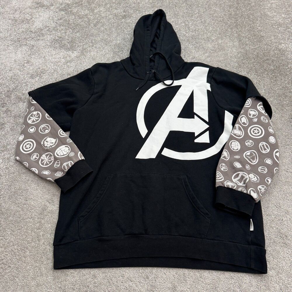 Marvel Our Universe Marvel Graphic Hoodie Pullover Sweatshirt Mens XXL Black